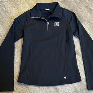 NILS Lisie Ski Base Layer Top Black 1/4 Zip Thermal Snowflake Womens S